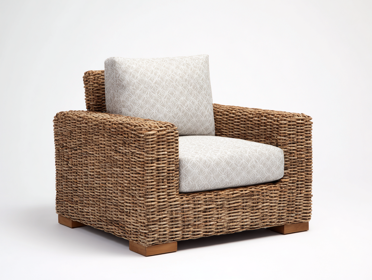 Poltrona da giardino-Rattan-Tessuto-95x90x78 cm-Beige naturale-Bianco crema-Moderno-Kacorvidecor