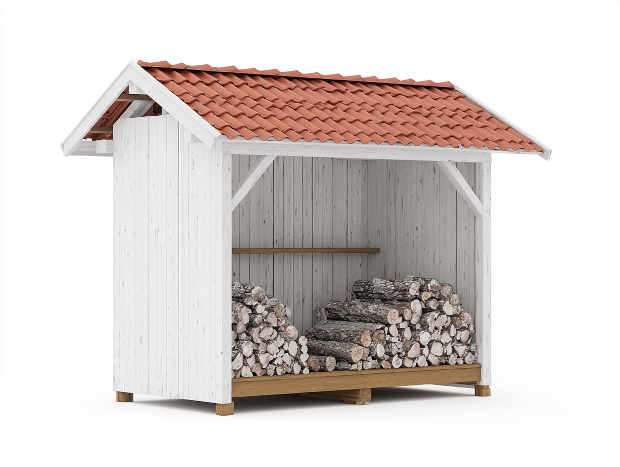 Portalegna-Legno-198x82x186 cm-Bianco-Terracotta-Casale classico-Kacorvidecor