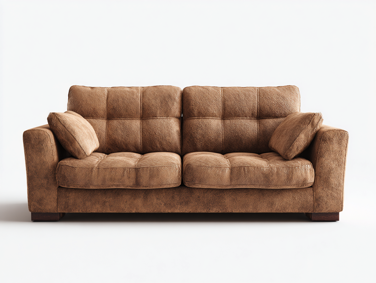 Divano a due posti - similpelle - 196x91x82 cm - marrone chiaro - retrò-Kacorvidecor