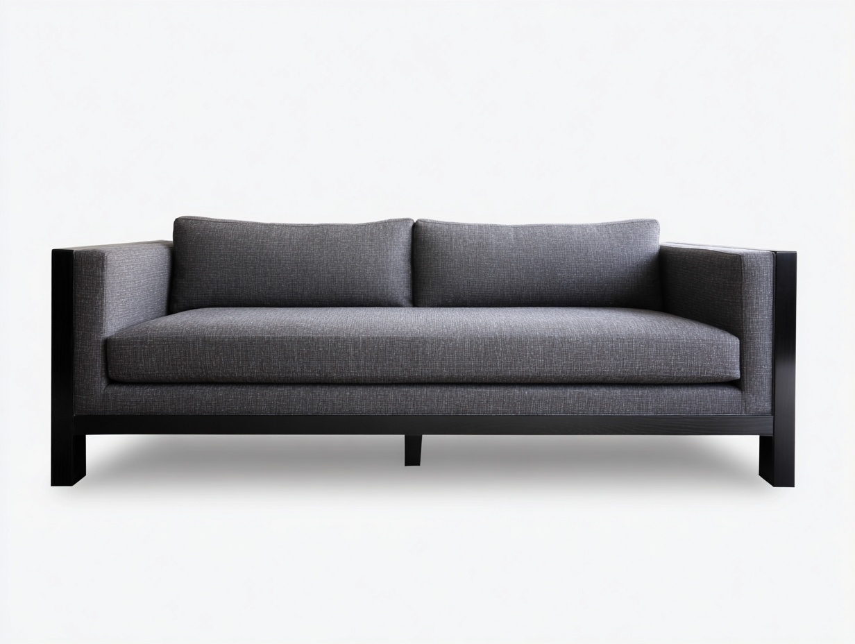Divano a due posti - tessuto-legno - 198x87x76 cm - grigio scuro-nero - minimalista-Kacorvidecor
