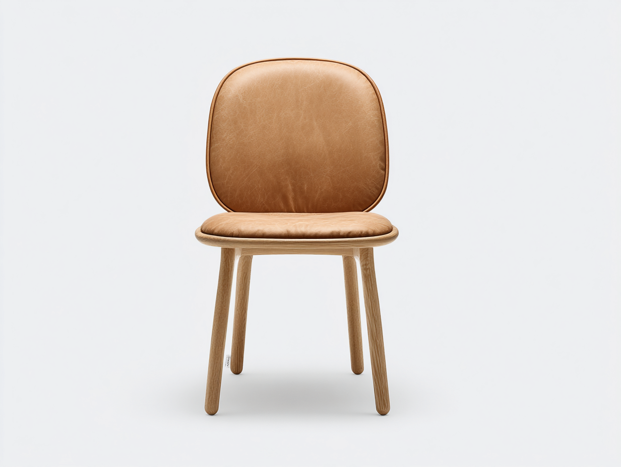 Sedia da pranzo - similpelle-legno - 47x54x80 cm - cognac - nordico-Kacorvidecor