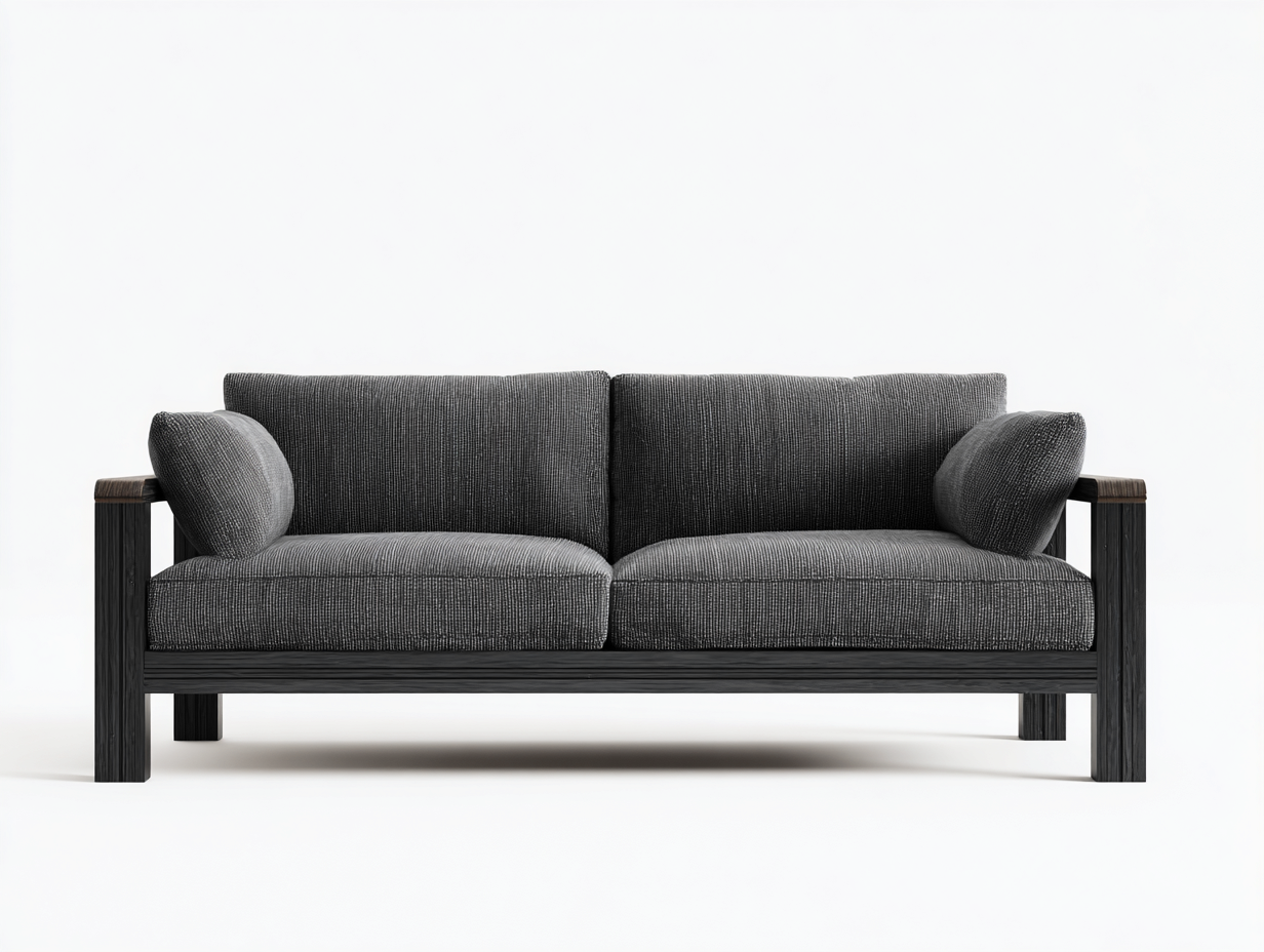 Divano a due posti - tessuto-legno - 178x78x72 cm - grigio scuro-nero - moderno-Kacorvidecor