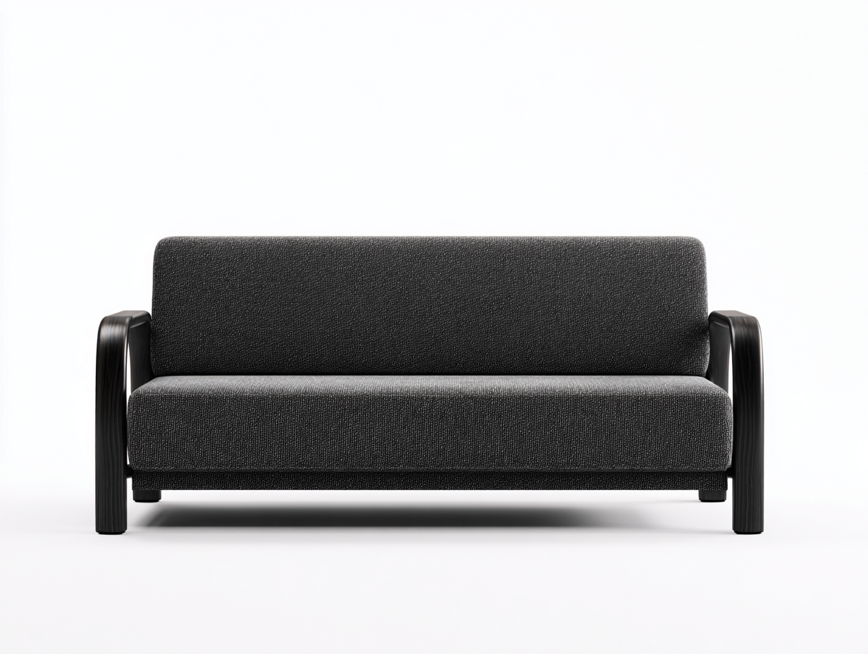 Divano a due posti - tessuto-legno - 185x83x75 cm - grigio scuro-nero - minimalista-Kacorvidecor