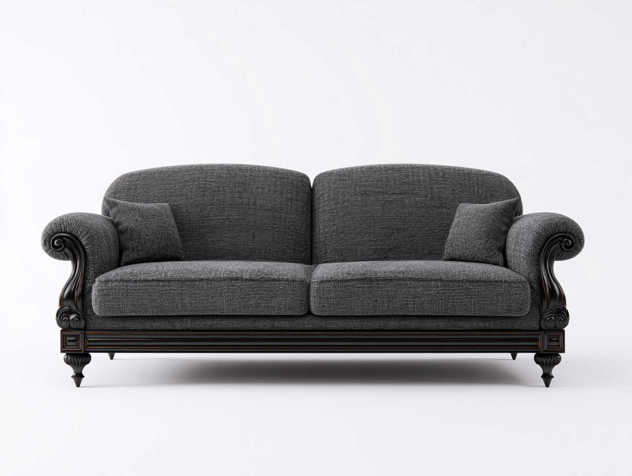 Divano a due posti - tessuto-legno - 197x91x82 cm - grigio scuro-nero - classico-Kacorvidecor