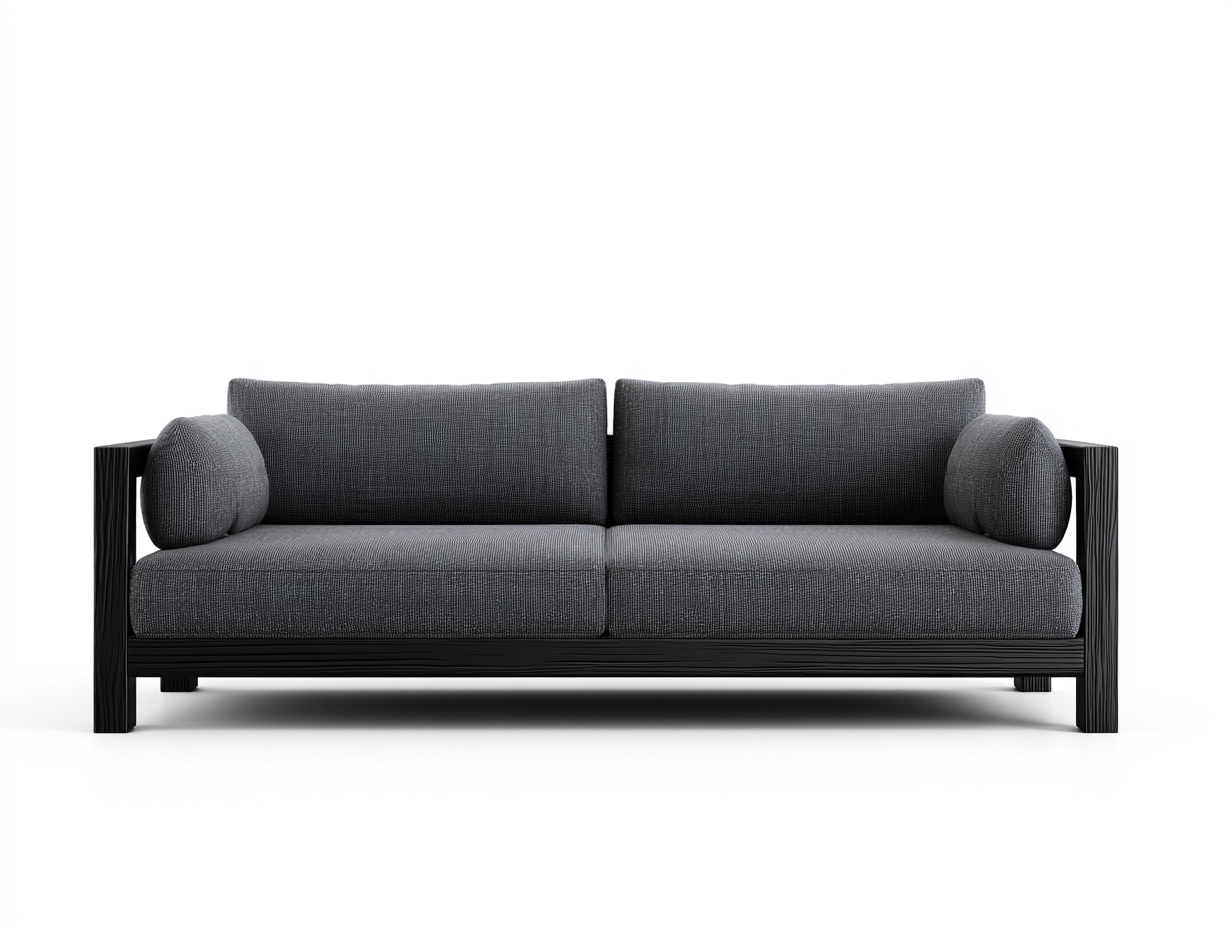 Divano a due posti - tessuto-legno - 198x86x76 cm - grigio scuro-nero - minimalista-Kacorvidecor
