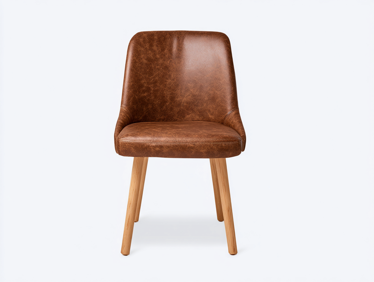 Sedia da pranzo - similpelle-legno - 49x57x83 cm - marrone - stile nordico-Kacorvidecor