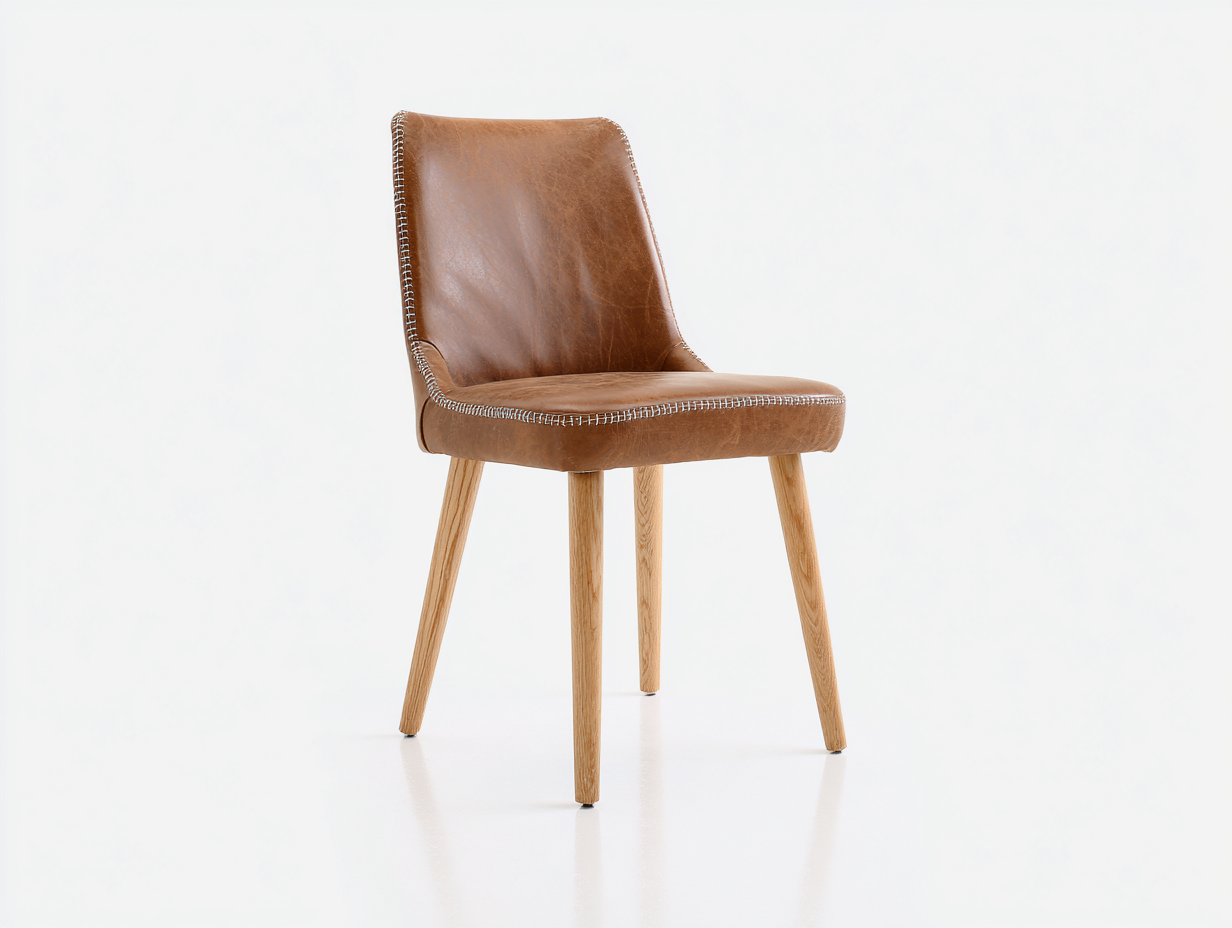 Chaise de salle à manger - Similicuir-Bois - 49x55x80 cm - Cognac vieilli-Bois clair - Vintage-Ronorlohaus