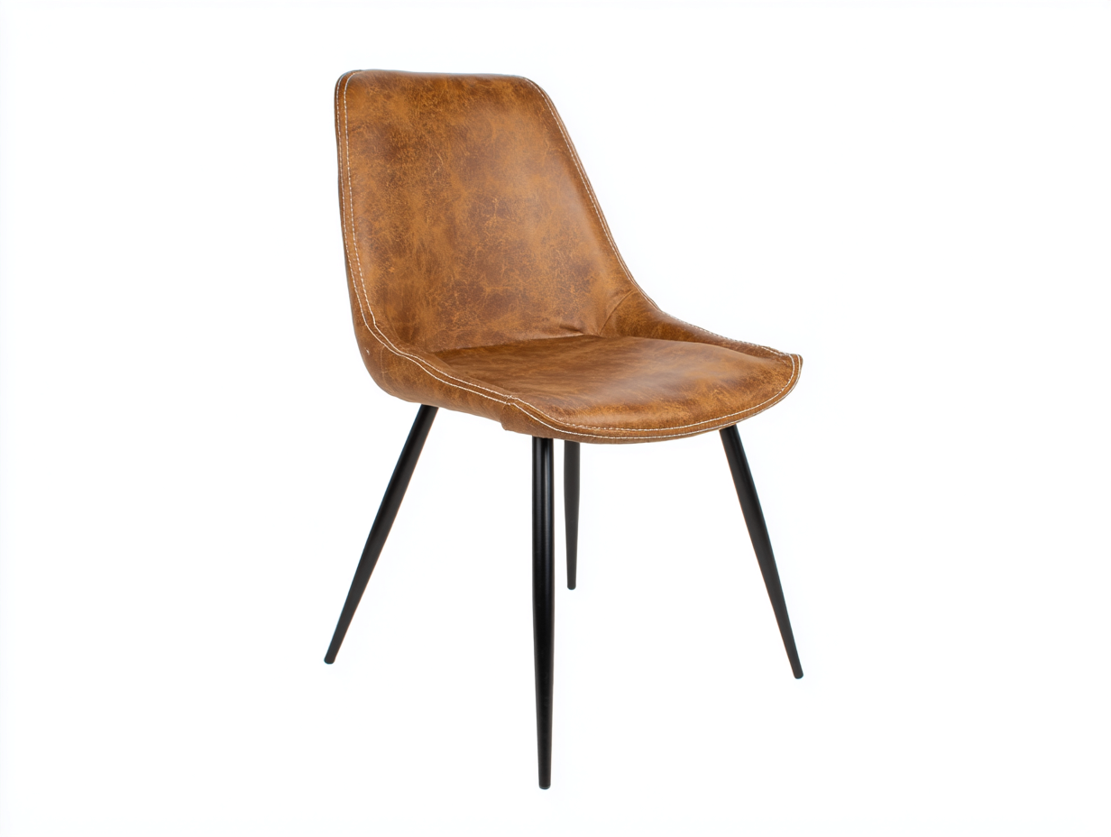 Chaise de salle à manger - Similicuir-Métal - 50x56x81 cm - Camel-Noir - Vintage-Ronorlohaus