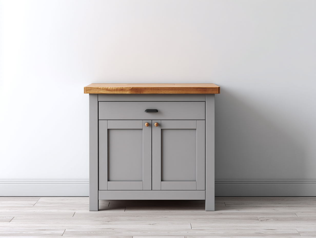Buffet - Bois-MDF - 95x38x82 cm - Gris clair-Bois naturel - Campagne-Ronorlohaus