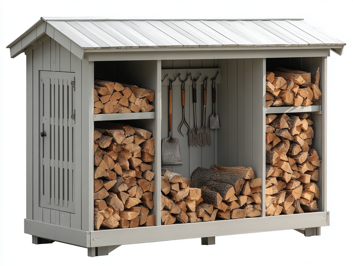Abri à bûches - bois - 260x92x165 cm - gris clair - style cabane de jardin-Ronorlohaus