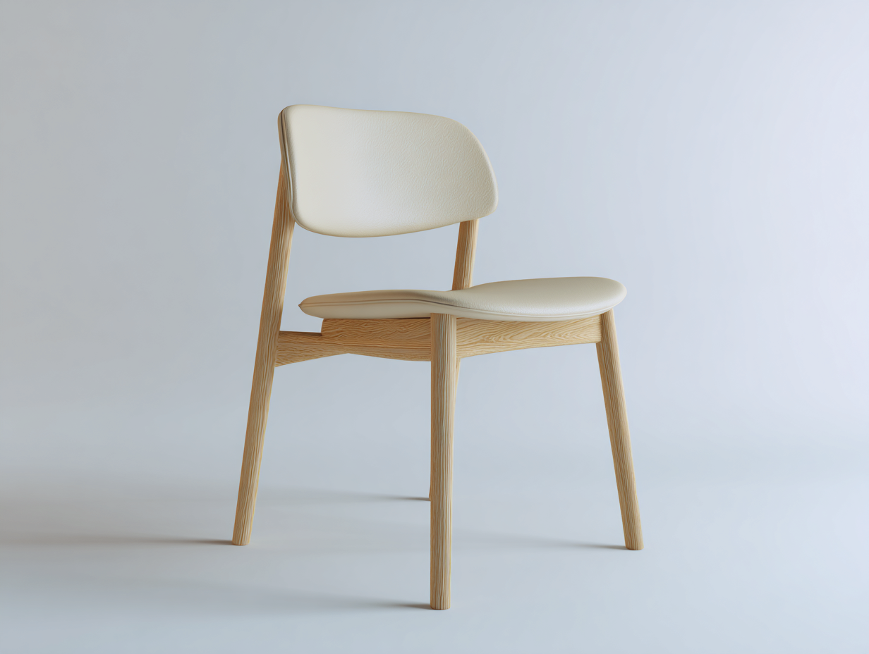Chaise de salle à manger - Similicuir-Bois - 54x55x76 cm - Crème-Bois clair - Scandinave-Ronorlohaus
