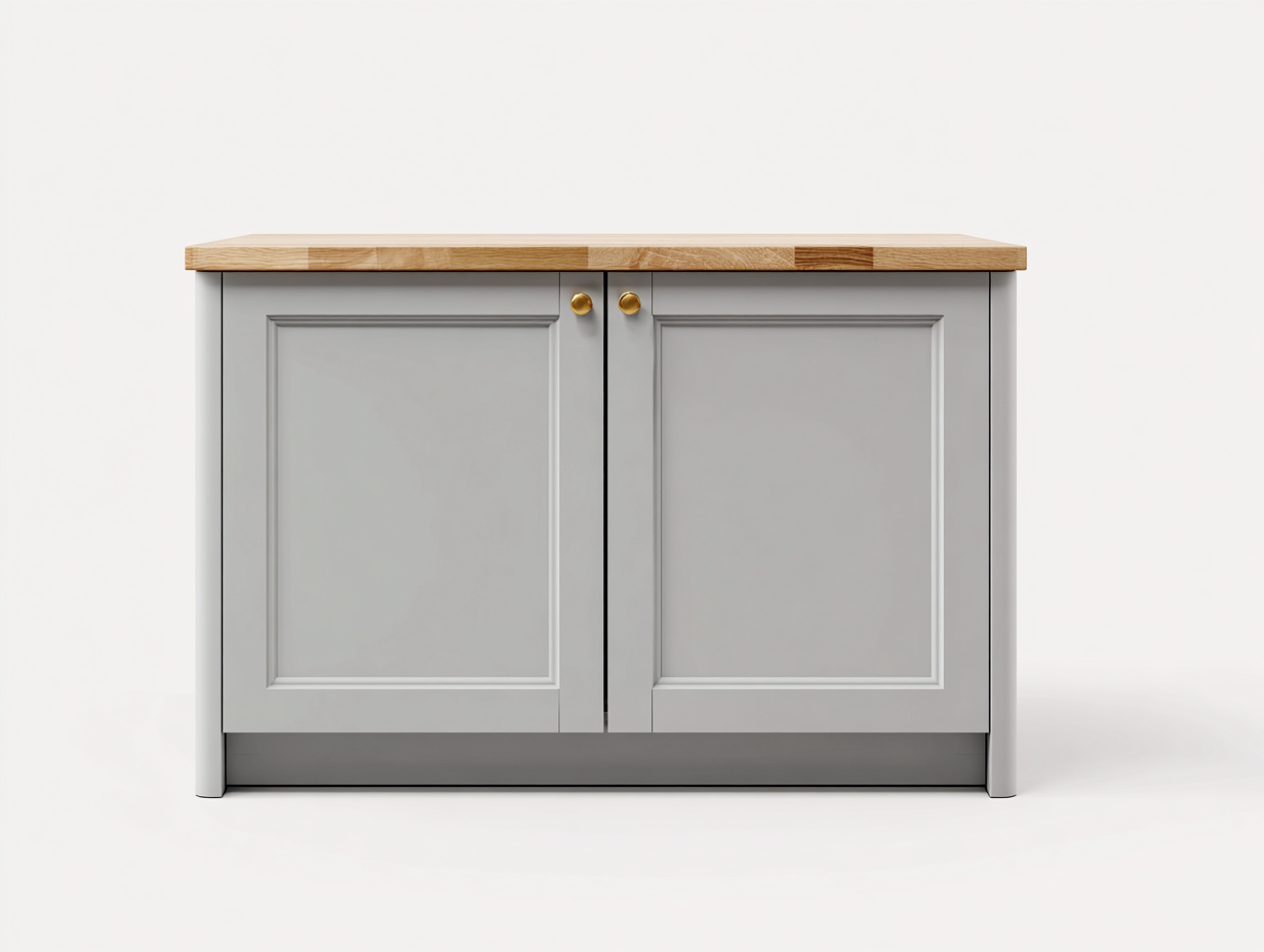 Buffet - Bois-MDF - 120x40x78 cm - Gris clair-Bois naturel - Classique-Ronorlohaus