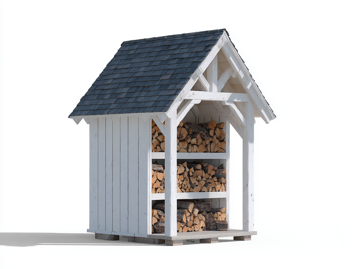 Abri à bûches - bois - 198x110x198 cm - blanc-anthracite - style chalet classique-Ronorlohaus
