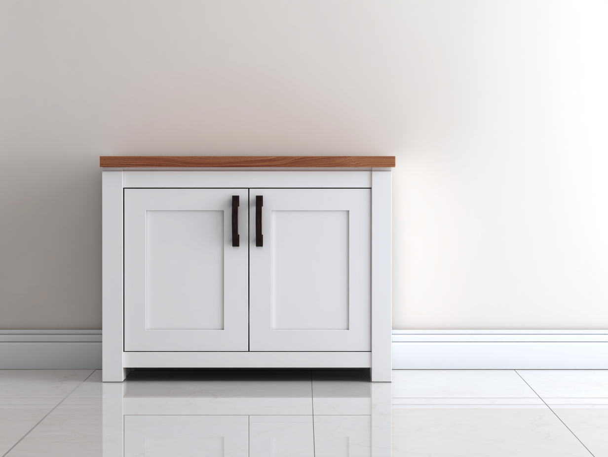 Buffet - Bois-MDF - 110x40x80 cm - Blanc-Bois naturel - Classique-Ronorlohaus