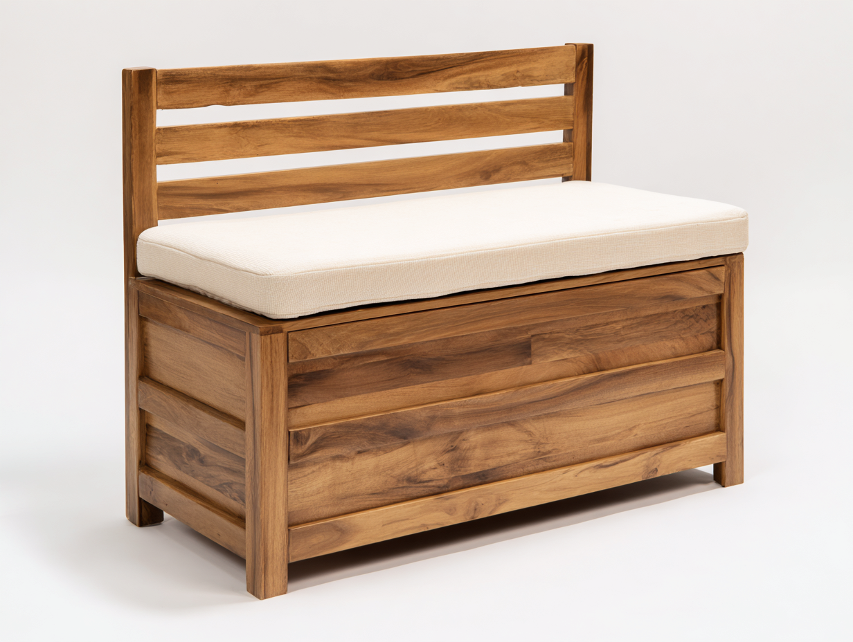 Banc coffre de jardin - Bois massif - Tissu - 160x58x88 cm - Miel - Contemporain-Ronorlohaus