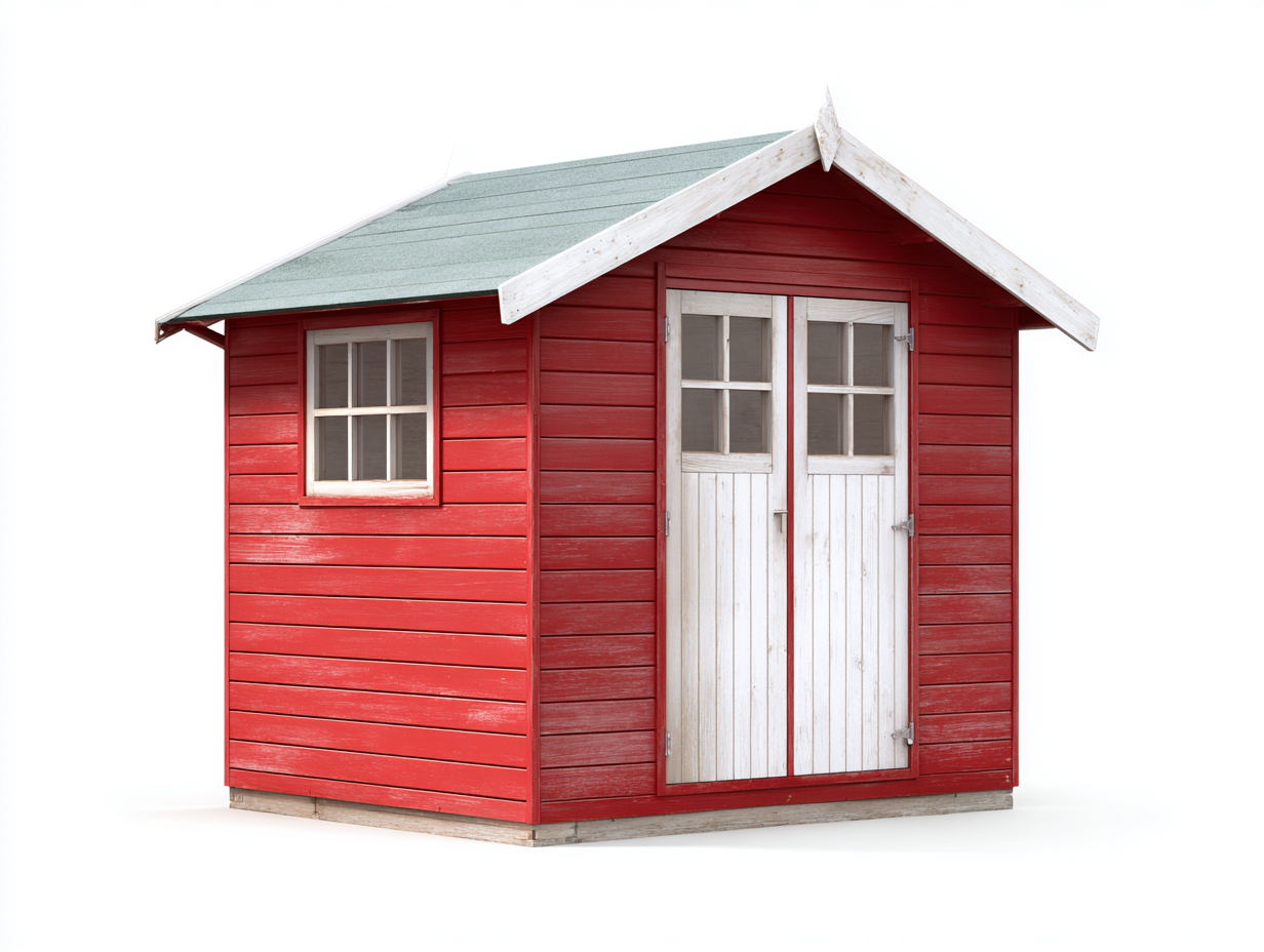 Abri de jardin - bois - 255x175x215 cm - rouge-blanc-vert clair - style chalet scandinave-Ronorlohaus