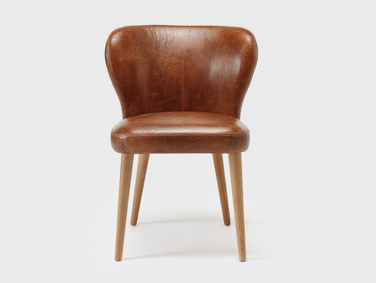 Chaise de salle à manger - Cuir synthétique - Bois - 57x55x78 cm - Marron-Bois clair - Rétro-Ronorlohaus