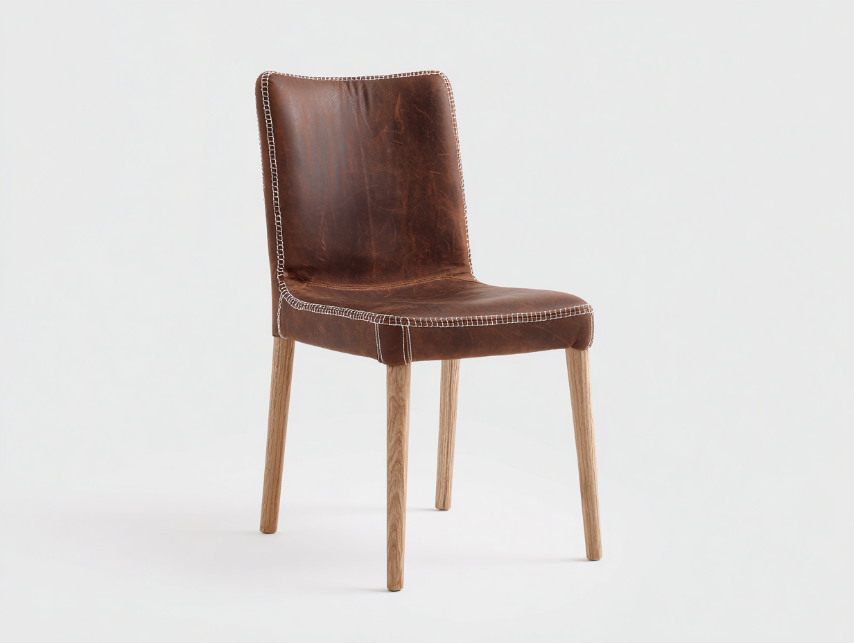 Chaise de salle à manger - Similicuir-Bois - 51x57x82 cm - Marron foncé-Bois clair - Industriel-Ronorlohaus