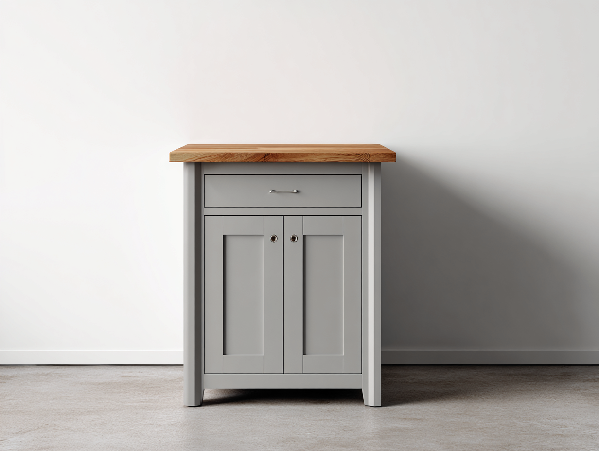 Buffet - Bois-MDF - 82x36x88 cm - Gris clair-Bois naturel - Rustique-Ronorlohaus
