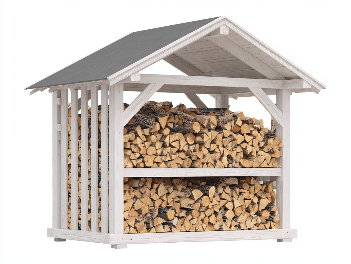 Abri à bûches - bois - 185x102x162 cm - blanc-gris - style chalet épuré-Ronorlohaus