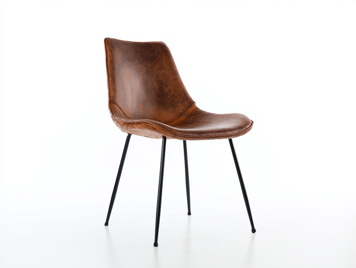 Chaise de salle à manger - Similicuir-Métal - 49x55x80 cm - Marron foncé-Noir - Industriel-Ronorlohaus