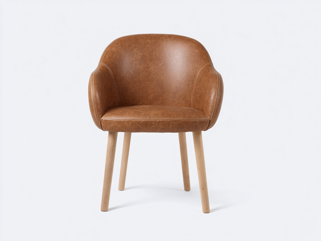 Chaise de salle à manger - Cuir synthétique - Bois - 61x58x77 cm - Marron-Bois clair - Vintage-Ronorlohaus