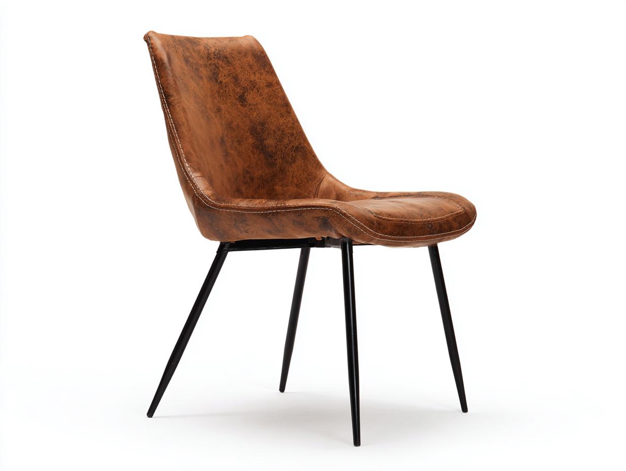 Chaise de salle à manger - Similicuir-Métal - 48x56x82 cm - Marron vieilli-Noir - Industriel-Ronorlohaus