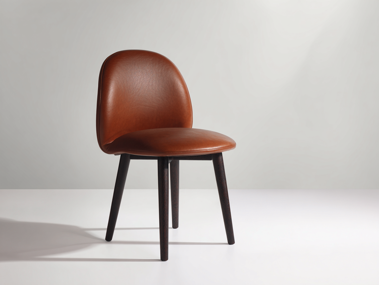 Chaise de salle à manger - Similicuir-Bois - 52x56x78 cm - Cognac-Bois foncé - Moderne-Ronorlohaus