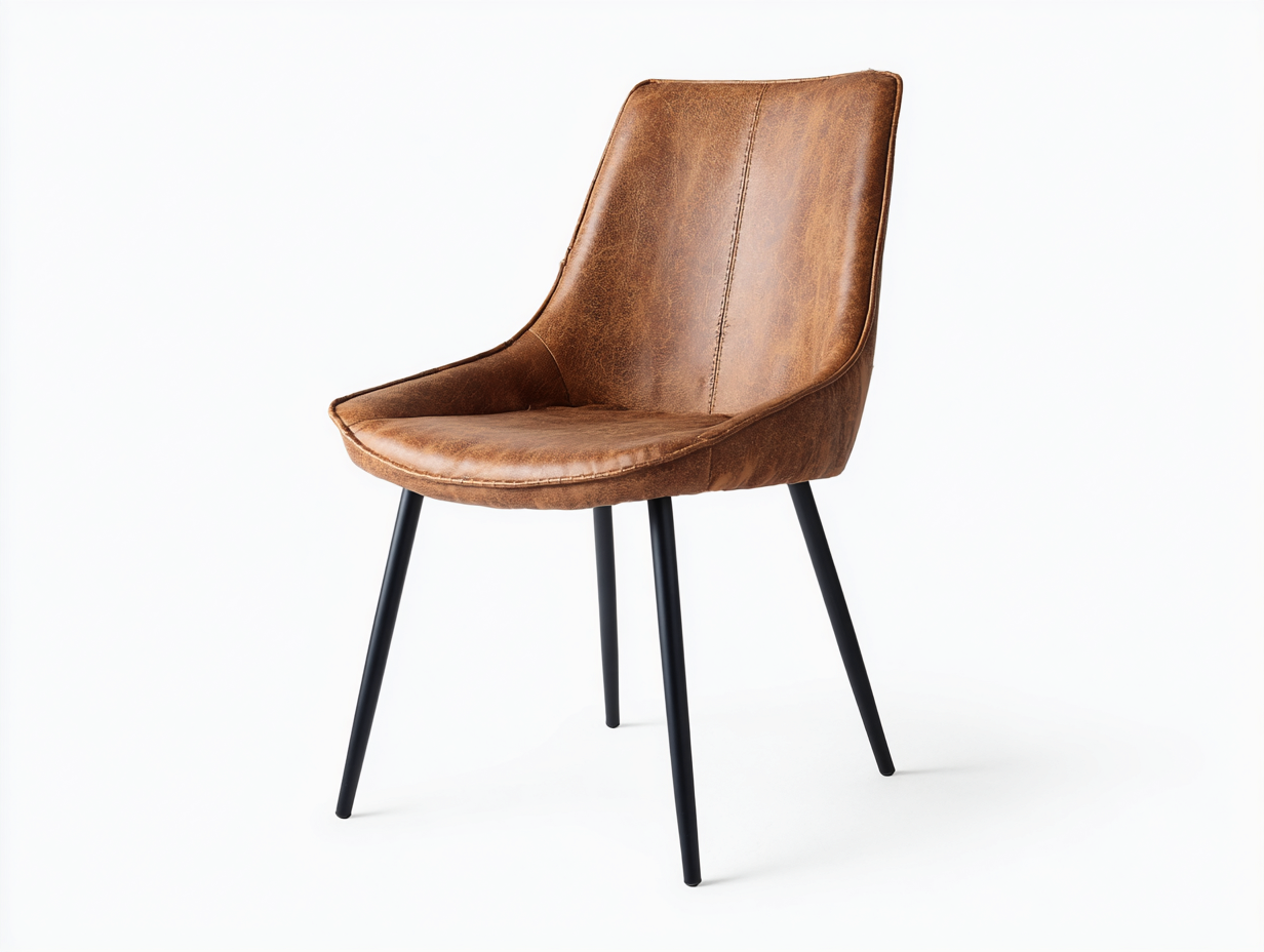 Chaise de salle à manger - Similicuir-Métal - 50x57x83 cm - Cognac vieilli-Noir - Moderne-Ronorlohaus