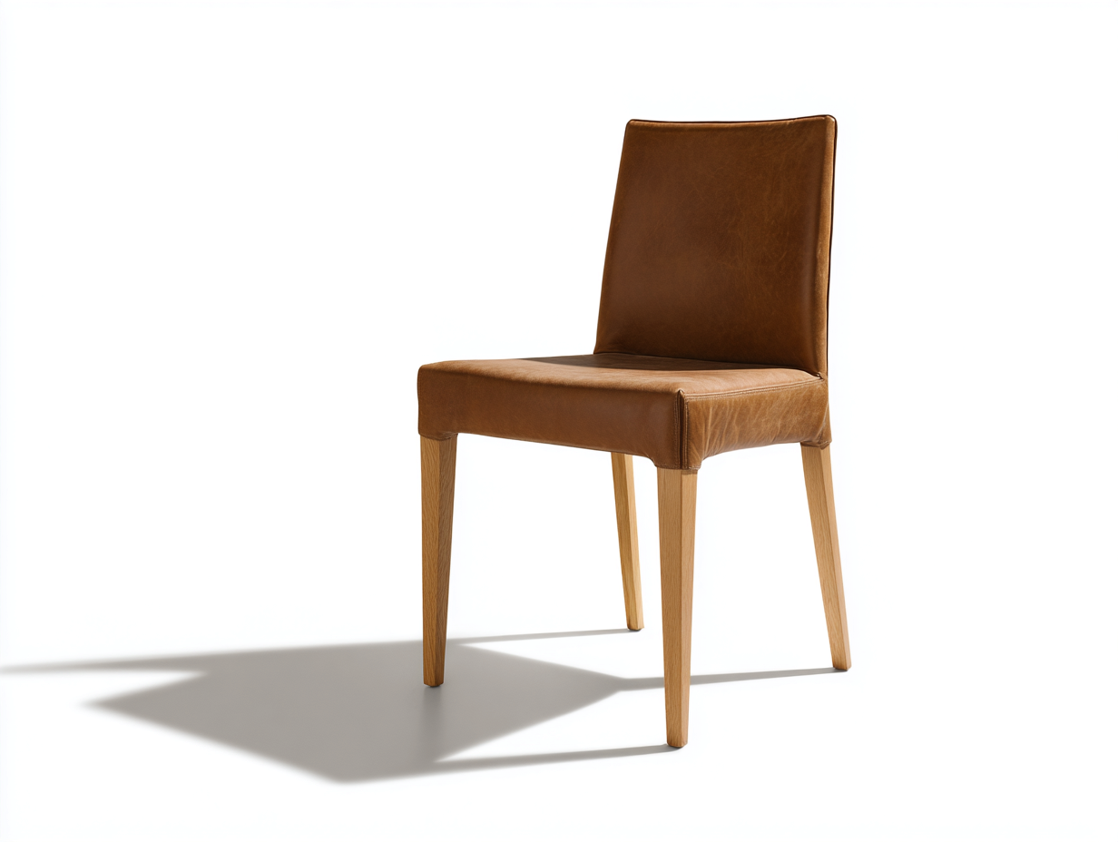 Sedia da pranzo-Pelle sintetica-Legno-50x58x88 cm-Marrone-Legno naturale-Stile moderno essenziale-Livorasidecor