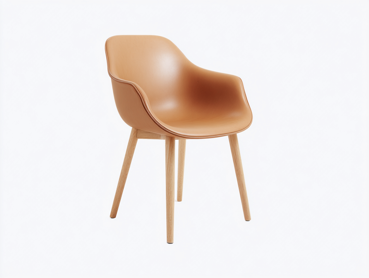 Sedia da pranzo-Pelle sintetica-Legno-61x60x81 cm-Marrone chiaro-Legno naturale-Stile moderno nordico-Livorasidecor