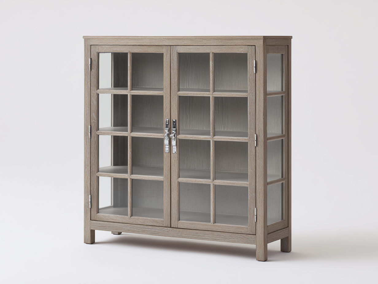 Vetrina-Legno-Vetro-112x40x96 cm-Beige-Stile moderno-Livorasidecor