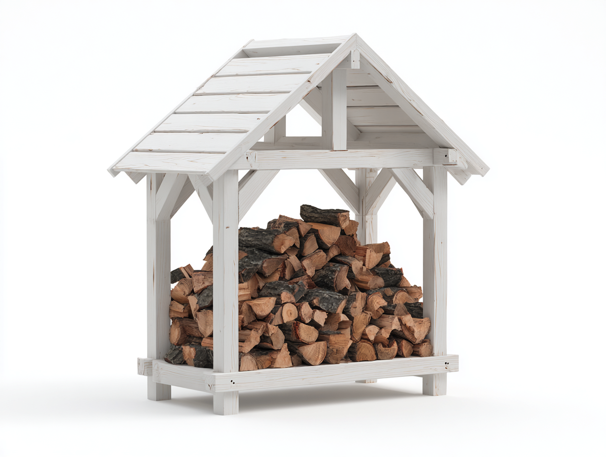 Portalegna-Legno-146x46x132 cm-Bianco-Rustico-Livorasidecor
