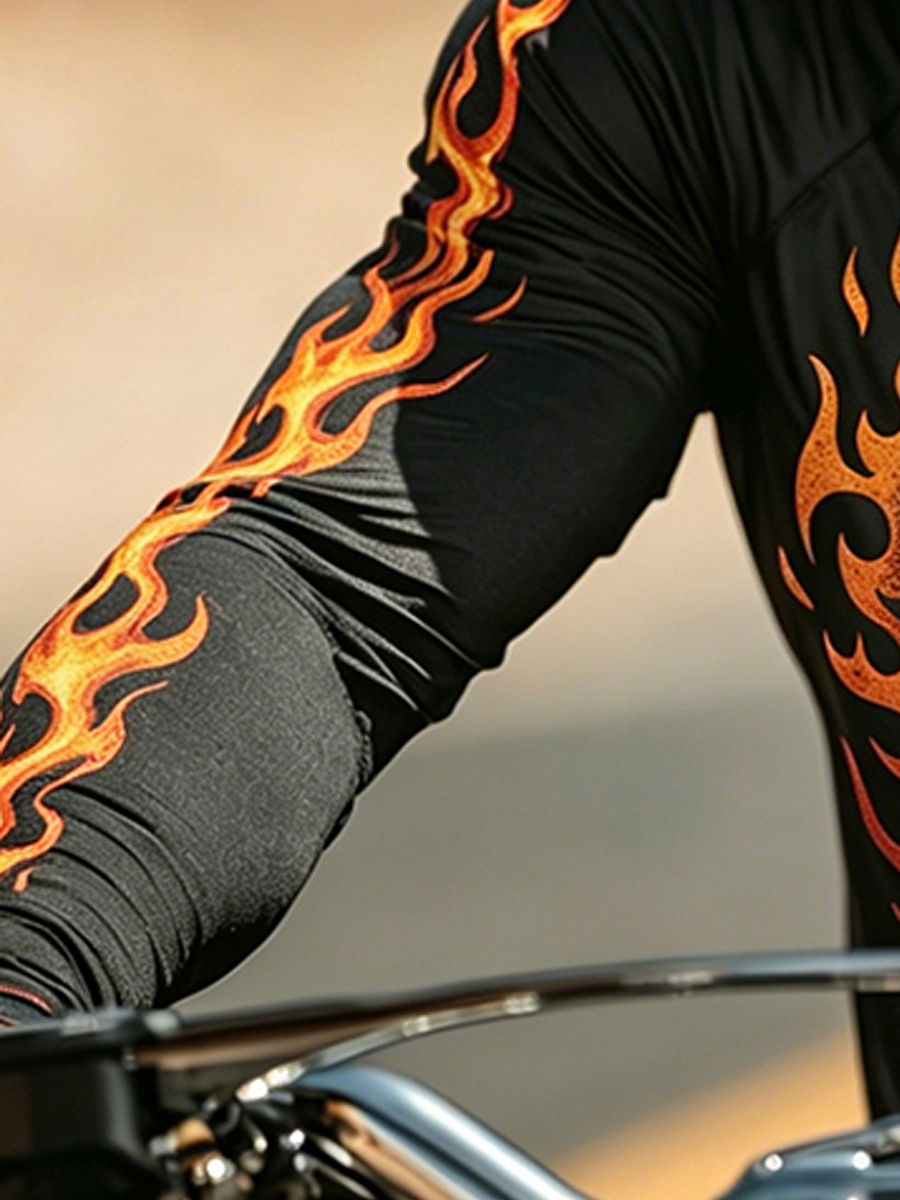 Men's Biker Skull Graphic Print Sun Protection Hooded Long Sleeve-SunSeaUp