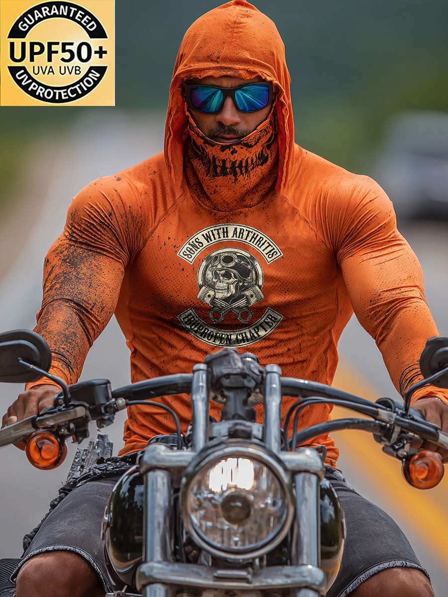 Men's "Sons With Arthritis" Skull Print Sun Protection Hoodie-SunSeaUp