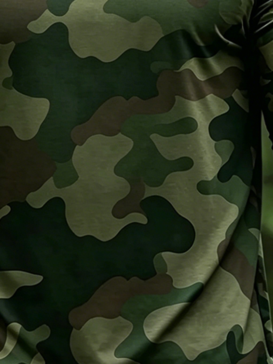 Men's Camouflage Print Cool Breathable UPF 50+ Hooded Sun Protection Jersey-SunSeaUp