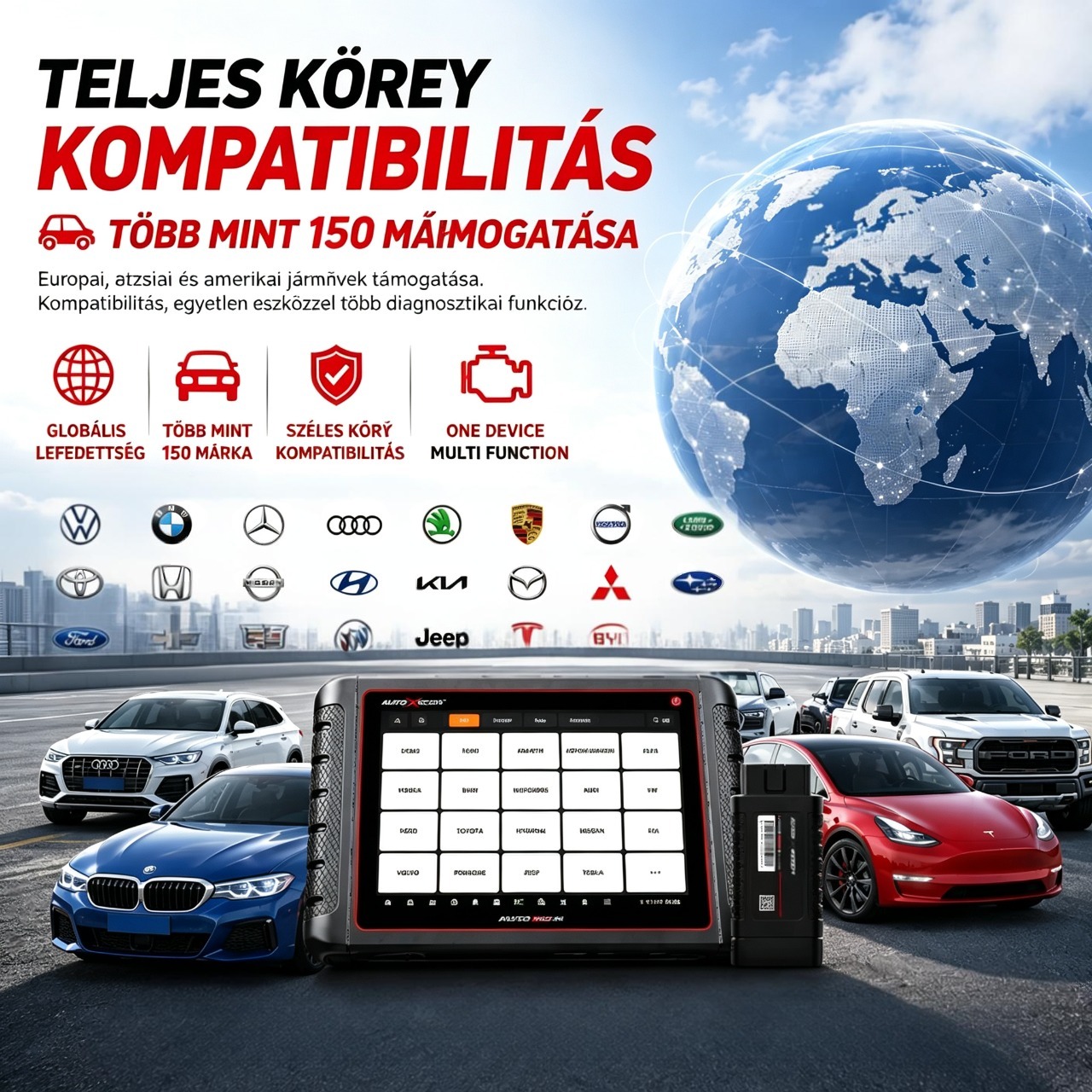 Az AUTOXSCAN RS960 PRO egy professzionális autóipari diagnosztikai eszköz, amely támogatja a teljes rendszerszkennelést, a hibaelemzést, valamint a TPMS diagnosztizálását és programozását, lehetővé téve a járművek gyors és pontos hibaelhárítását.