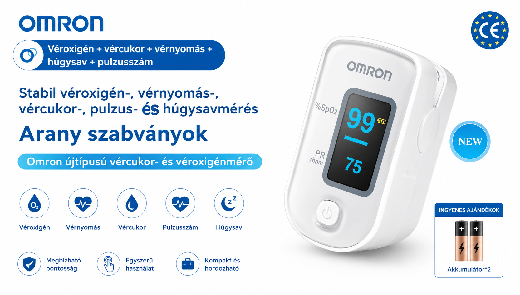 Omron non-invazív hordozható glükométer