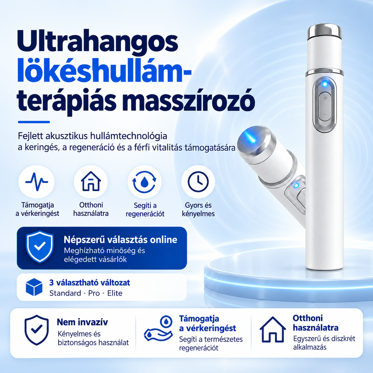 💙 A fejlett akusztikus lökéshullám-terápia támogathatja a péniszszövetek egészségét, hozzájárulhat a jobb merevséghez, a férfi teljesítményhez és a magabiztossághoz.  Emellett segíthet enyhíteni a 💪 izomfájdalmat, a 🦴 ízületi merevséget és a 🦵 ínprobl