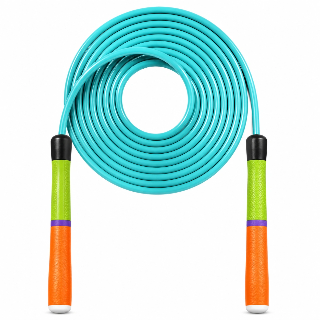Verstellbares Springseil mit Rutschfesten Griffen - Türkis/Grün/Orange, 300 cm-furnivoxa