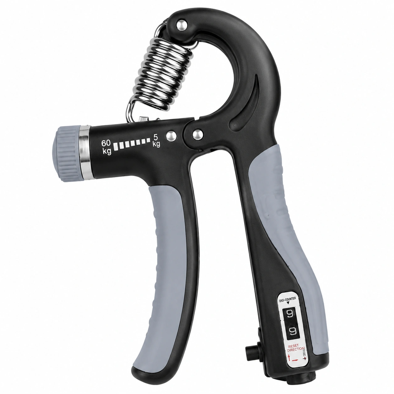 Impugnatura a Mano Regolabile con Contatore 5-60 kg Nero e Grigio-room ELVANI