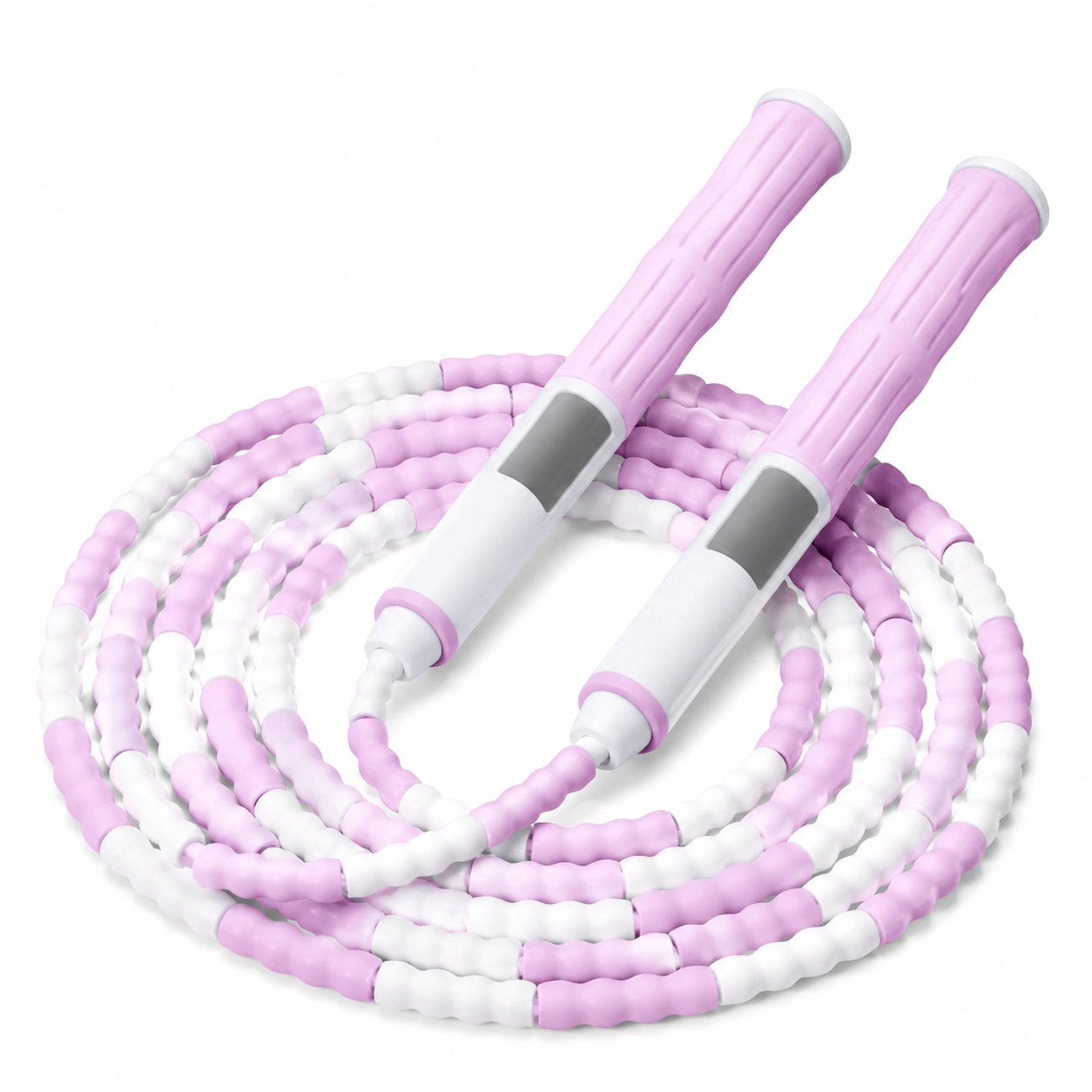 Corda per Saltare Regolabile Rosa e Bianca con Impugnature Lunghe-room ELVANI