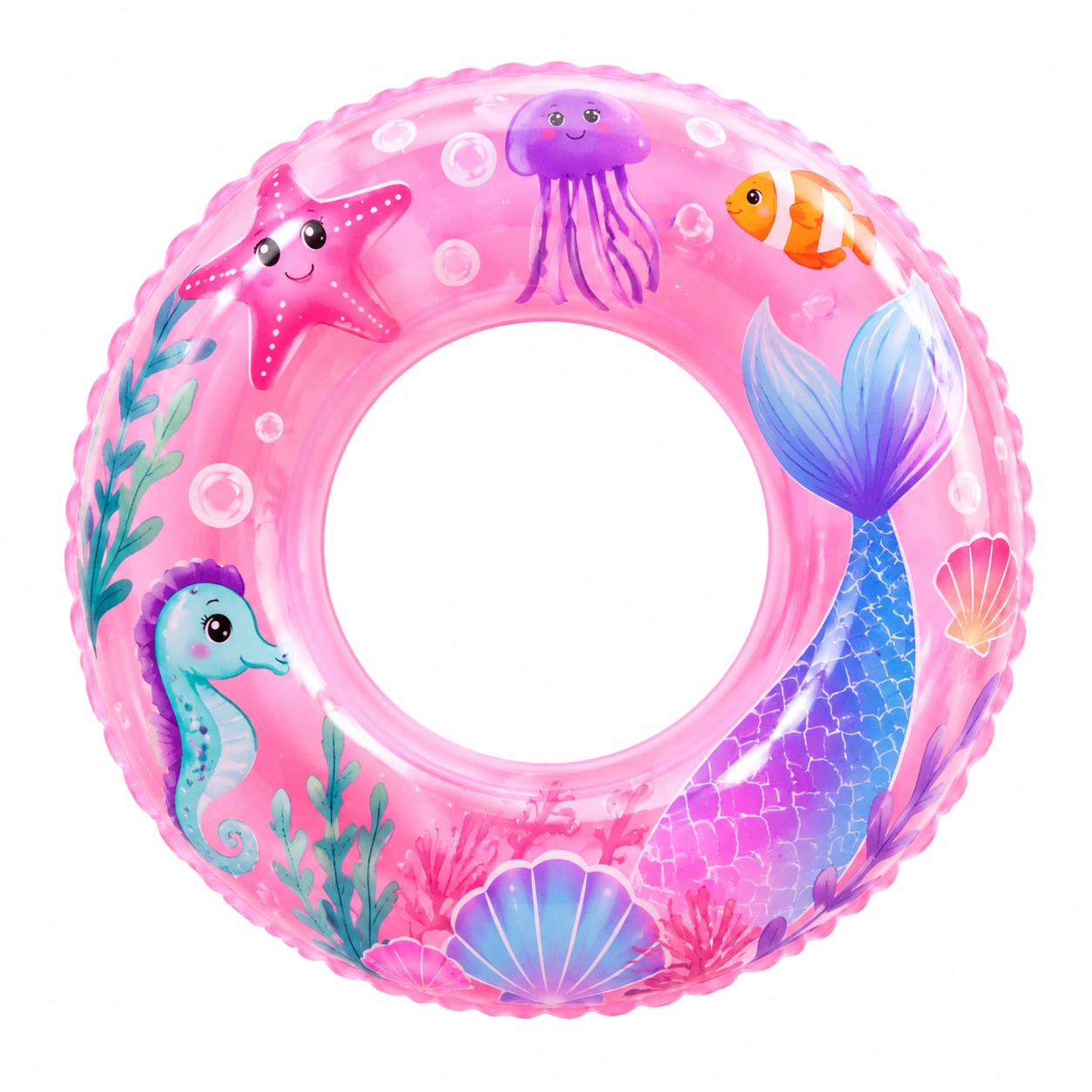 Ciambella Gonfiabile Rosa per Bambini con Disegno di Sirena-room ELVANI