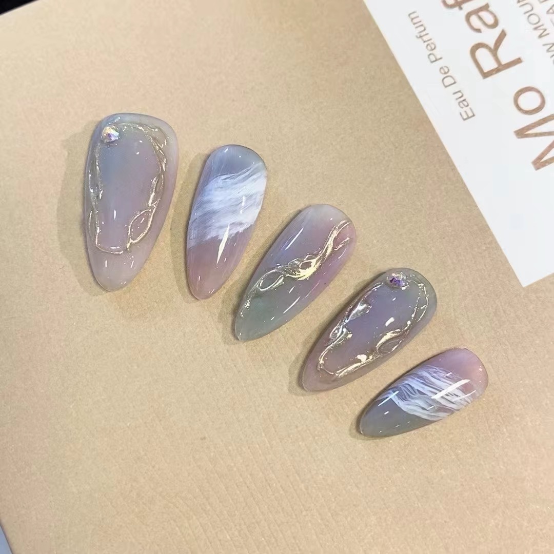纯手工穿戴甲美甲秋冬款高级感新款指甲贴片小众气质精致可拆卸