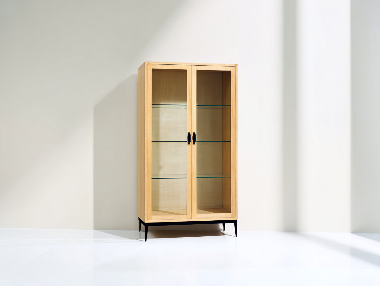 Librerie-Legno-vetro-metallo-86x35x150 cm-legno naturale-nero-design con ante in vetro-Lizolyhaven