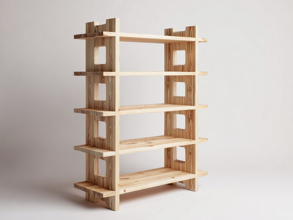 Librerie-Legno-96x35x160 cm-legno naturale-design aperto-Lizolyhaven