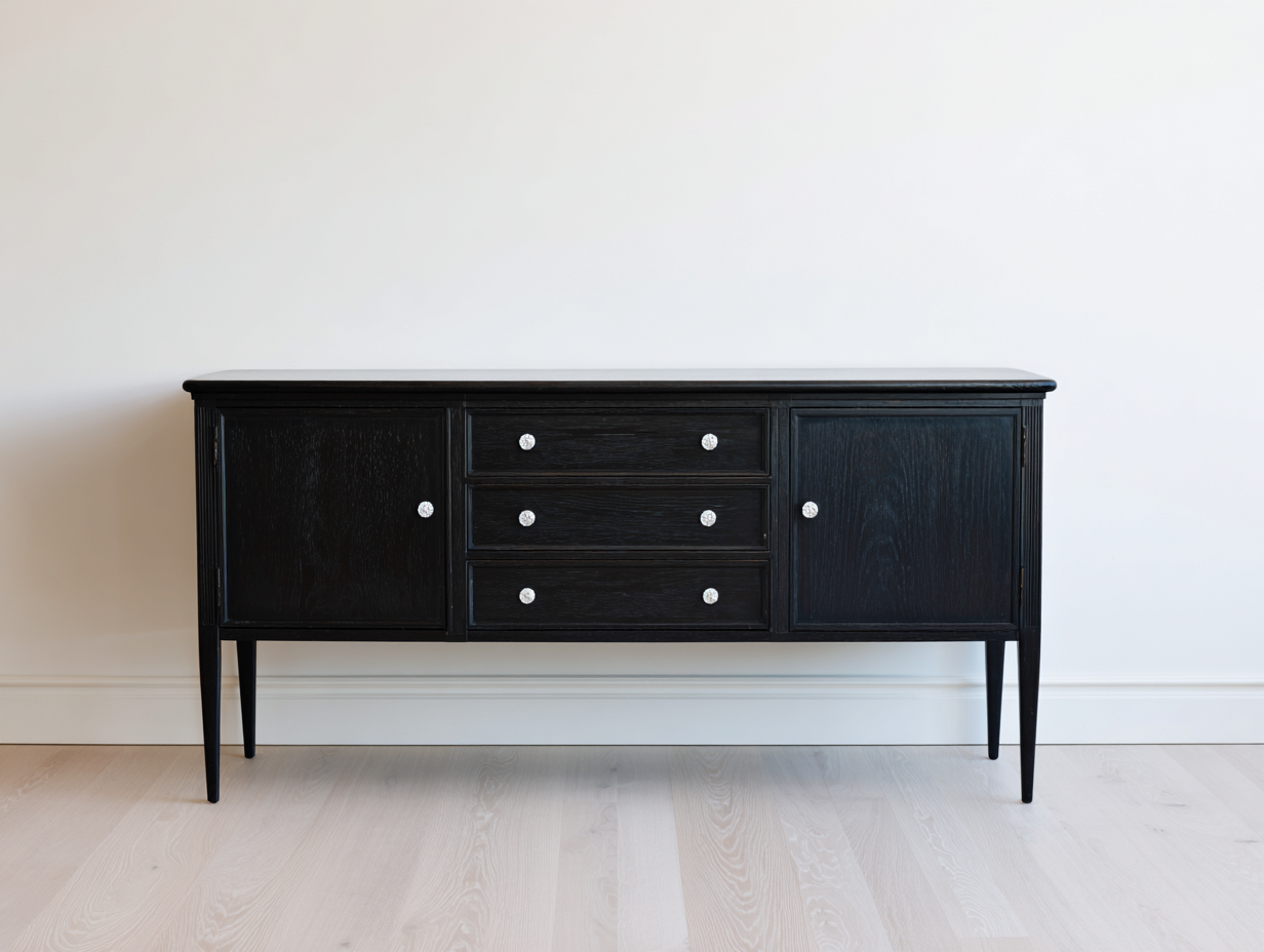 Mobile ingresso - legno-metallo - 155x42x86 cm - nero-argento - design classico-Lizolyhaven