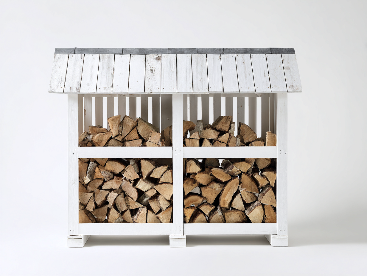 Portalegna - legno - 158x46x129 cm - bianco-grigio - stile rustico-Lizolyhaven