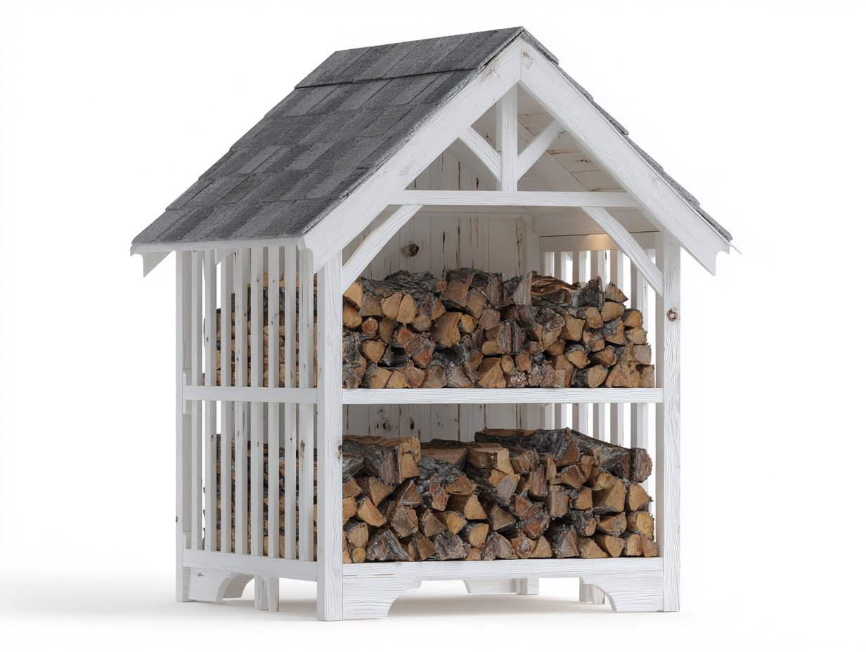 Portalegna - legno - 144x56x170 cm - bianco-grigio - stile rustico-Lizolyhaven