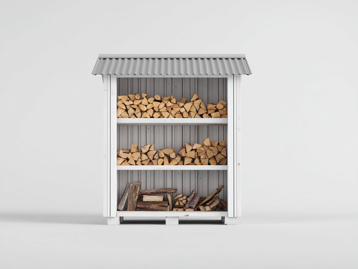 Portalegna - legno-metallo - 128x45x166 cm - bianco-grigio - stile moderno-Lizolyhaven
